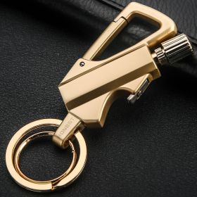 Creative Metal Keychain Lighter Wild Fire Ten Thousand Times Use Kerosene Lighters Gifts For Men - Gold