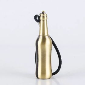 Creative Metal Keychain Lighter Wild Fire Ten Thousand Times Use Kerosene Lighters Gifts For Men - Gold wine bottle