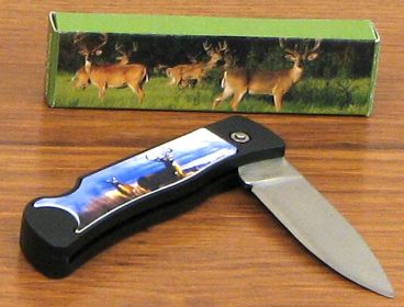 Deer Scene Knife w/Lock Blade - 0126-K-63